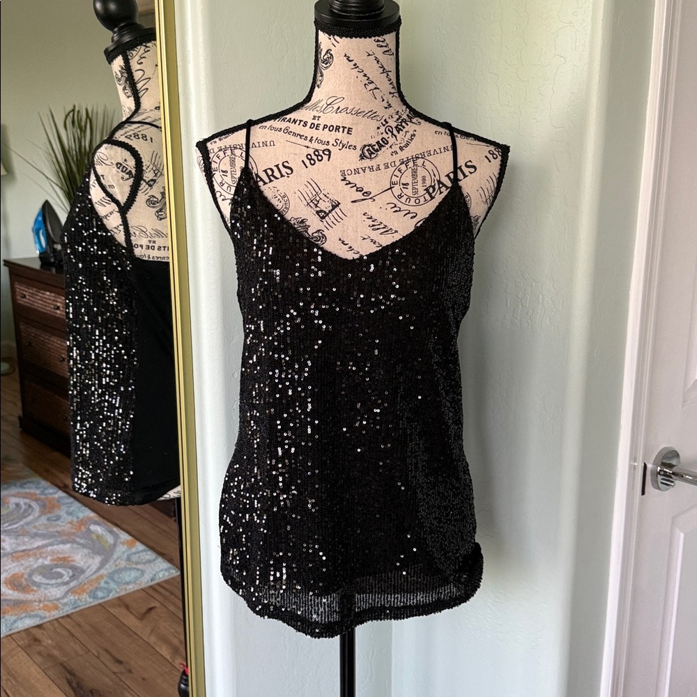Pulse Black Sequin V-Neck Camisole